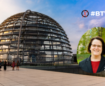 Fotomontage mit Bundestagskuppel und Frau Ingenbleek