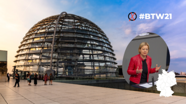 Fotomontage mit Bundestagskuppel und Frau Lötzsch